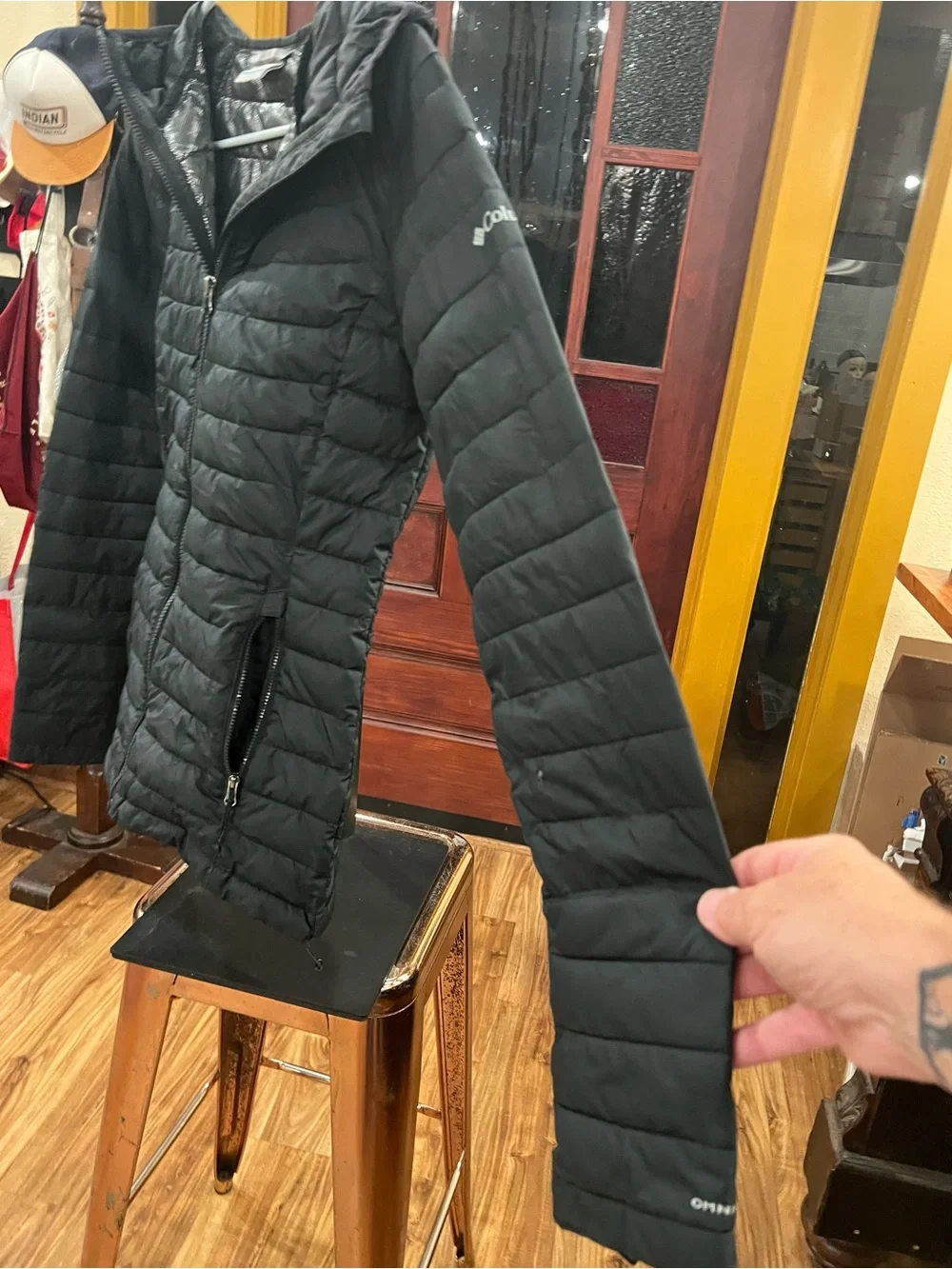 Ladies Columbia Black Quilted Jacket with Hood